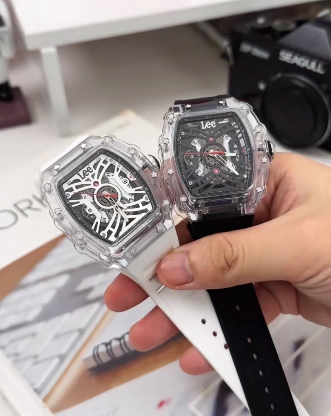 LEE石英錶 平替  LEE查德米勒  透明款 腕錶  白色 黑色 冰凝限量系列 手錶