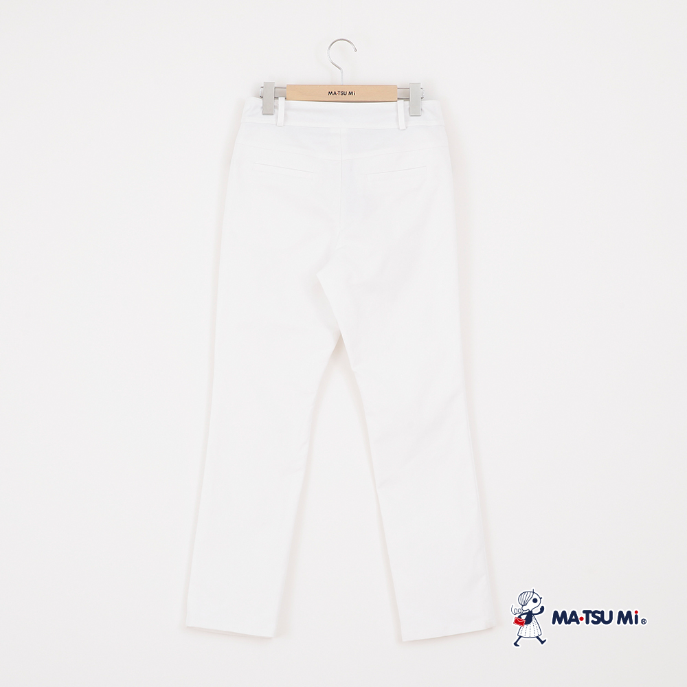 MA‧TSU Mi 基本款彈性格紋包釦修身長褲(白.黑)