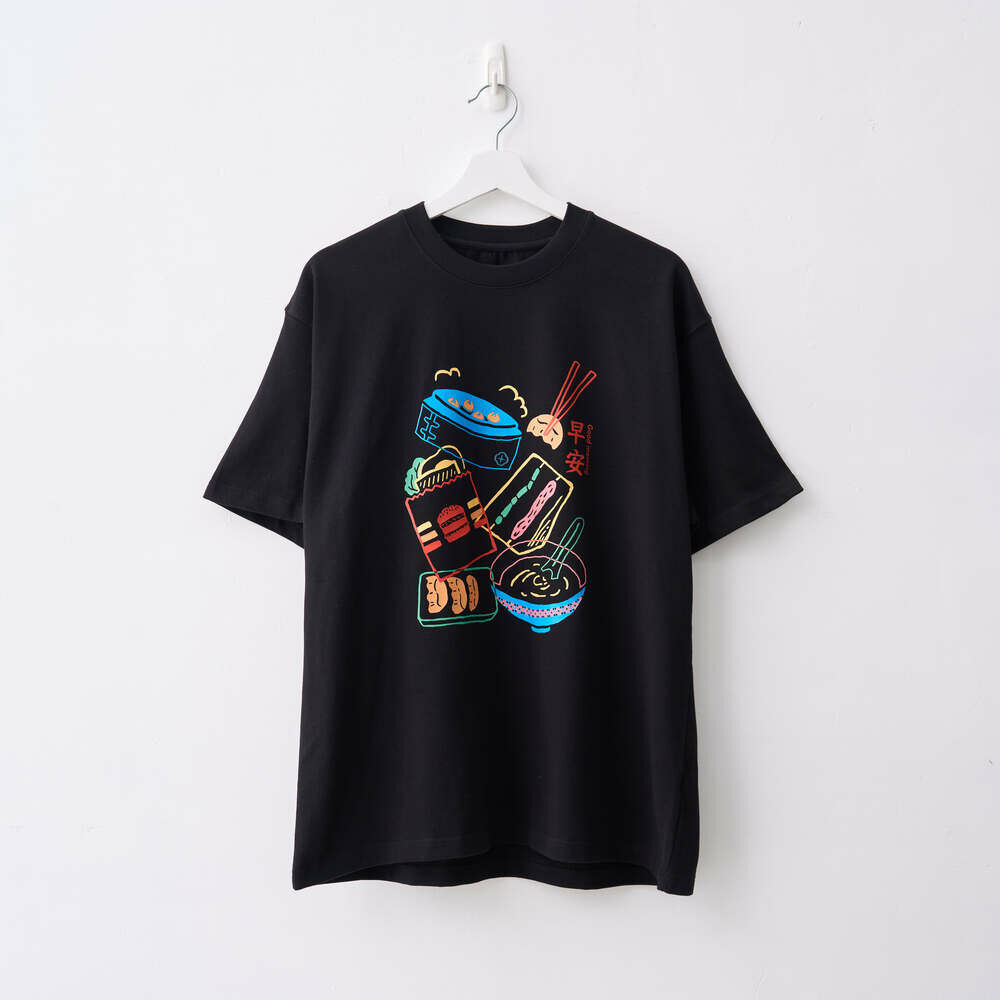 印花樂寬版落肩T恤