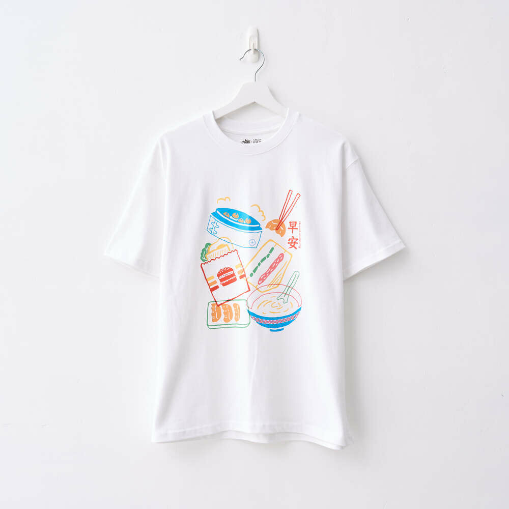 寬版落肩T恤/早安/霓虹台味/白/印花樂ＸViewFinder