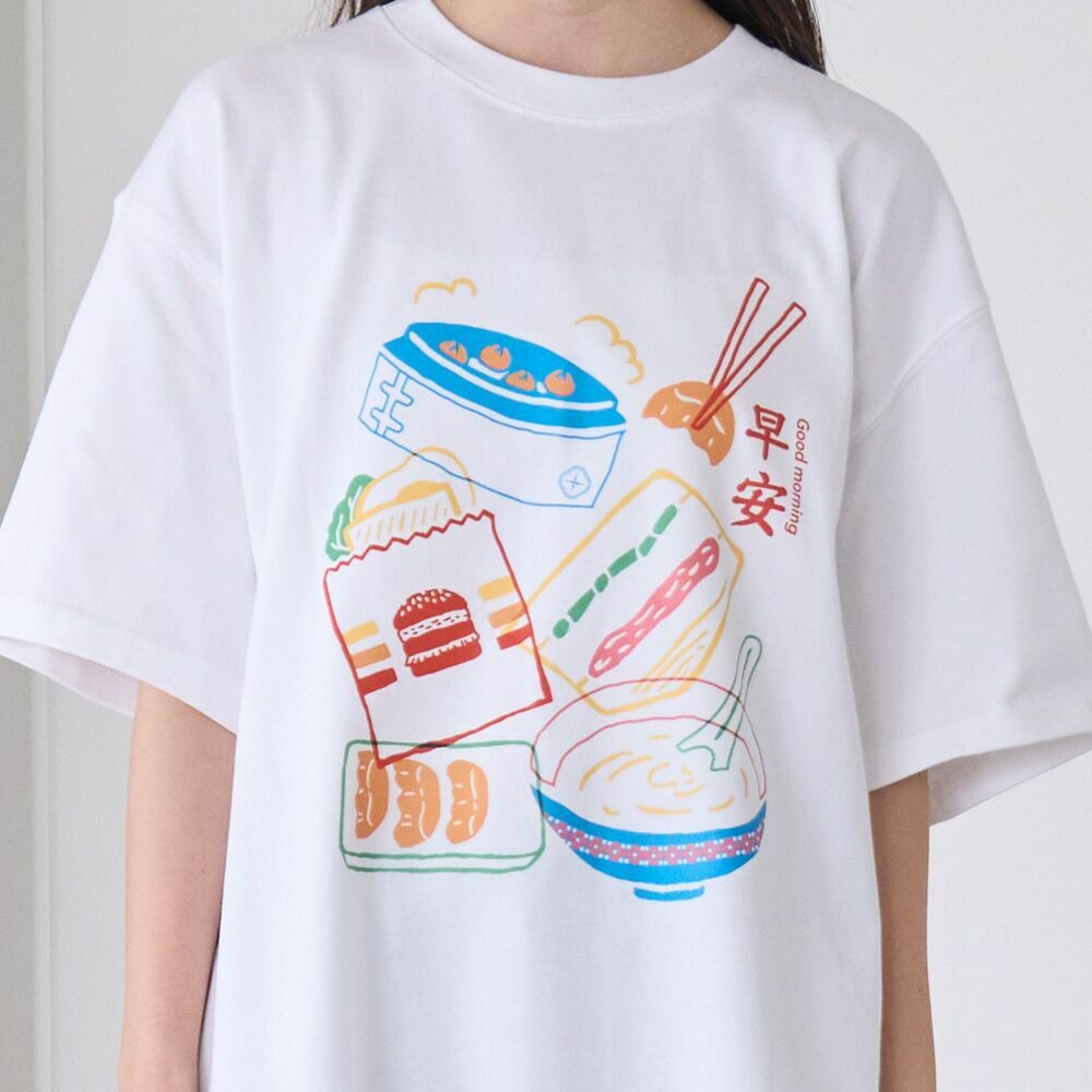 Oversized T-Shirt/Breakfirst in Taiwan/Taiwanese Neon Color/White