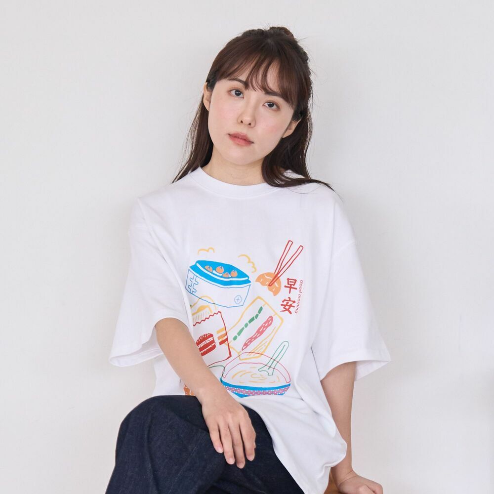 印花樂寬版落肩T恤