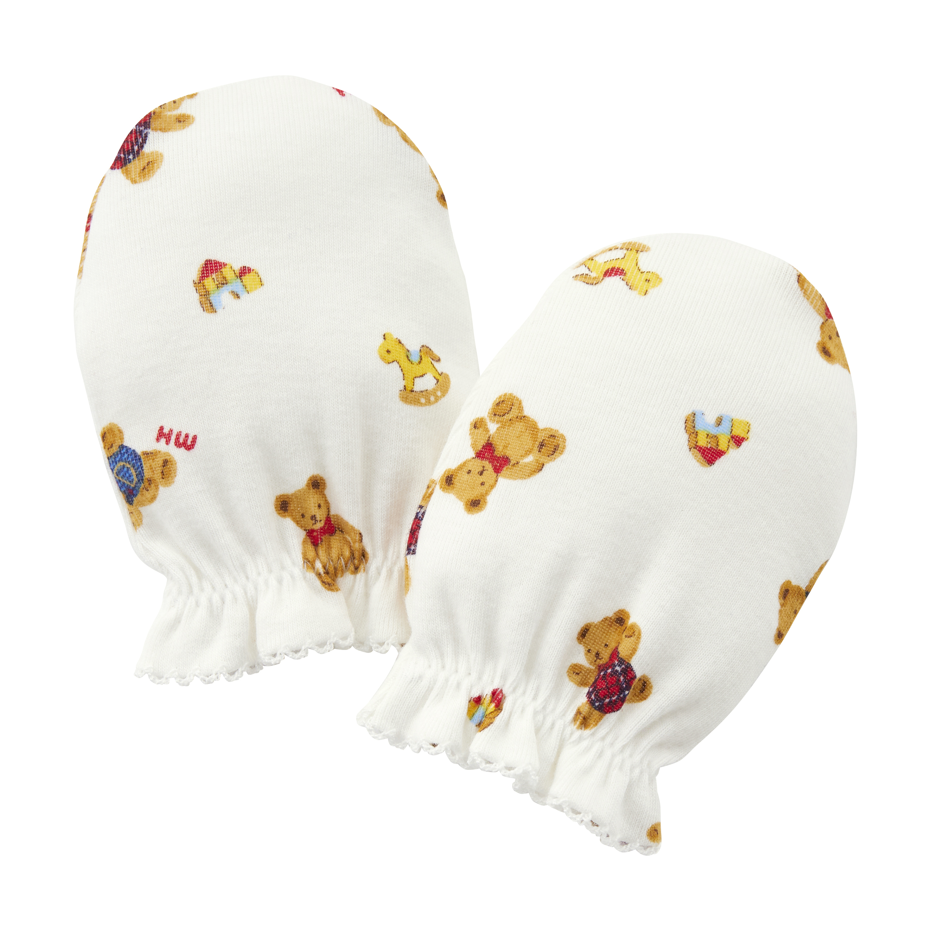 PUREVEIL MIKI HOUSE BEAR滿版印花嬰兒手套-駝