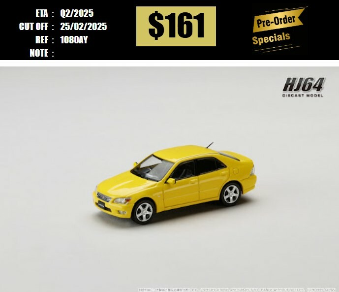 PO-$161 * HOBBY JAPAN * 1:64 Toyota ALTEZZA RS200 (E10) 1998 YELLOW HJ641080AY [OD20/02]