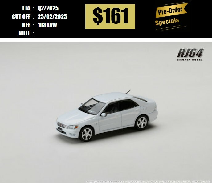 PO-$161 * HOBBY JAPAN * 1:64 Toyota ALTEZZA RS200 (E10) 1998 WHITE HJ641080AW [OD20/02]