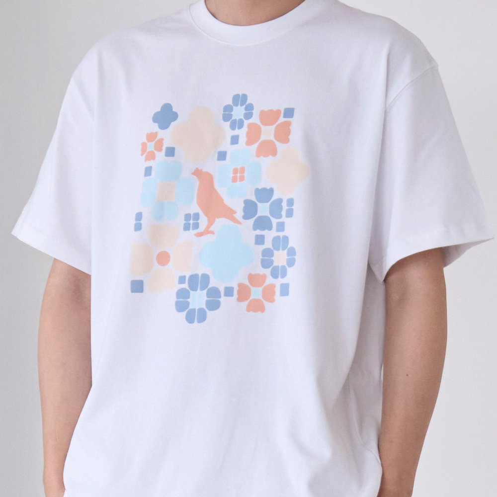 印花樂寬版落肩T恤