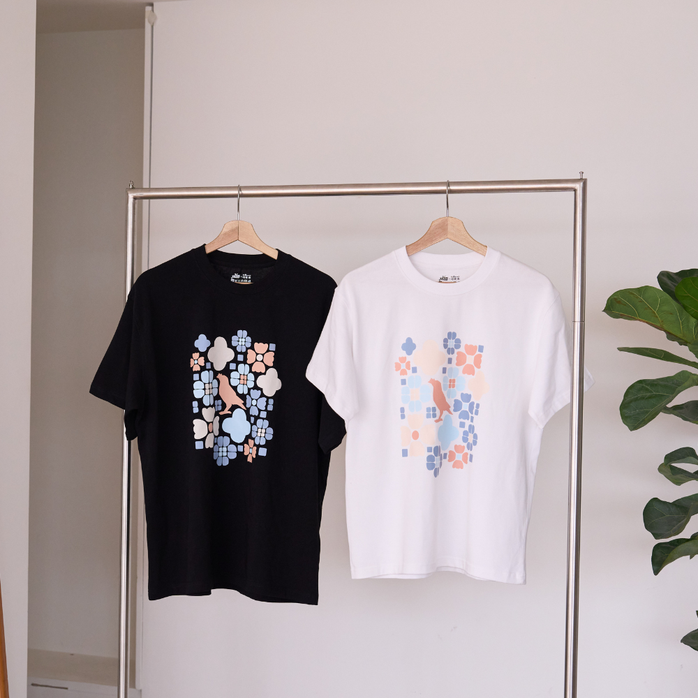 印花樂寬版落肩T恤