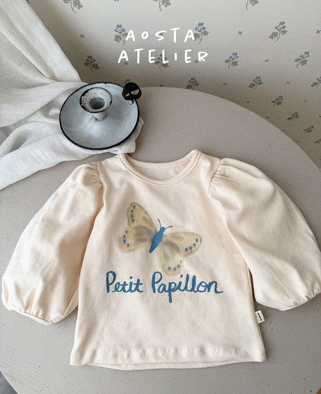 韓國 Aosta -  25春花苞袖T恤-蝴蝶