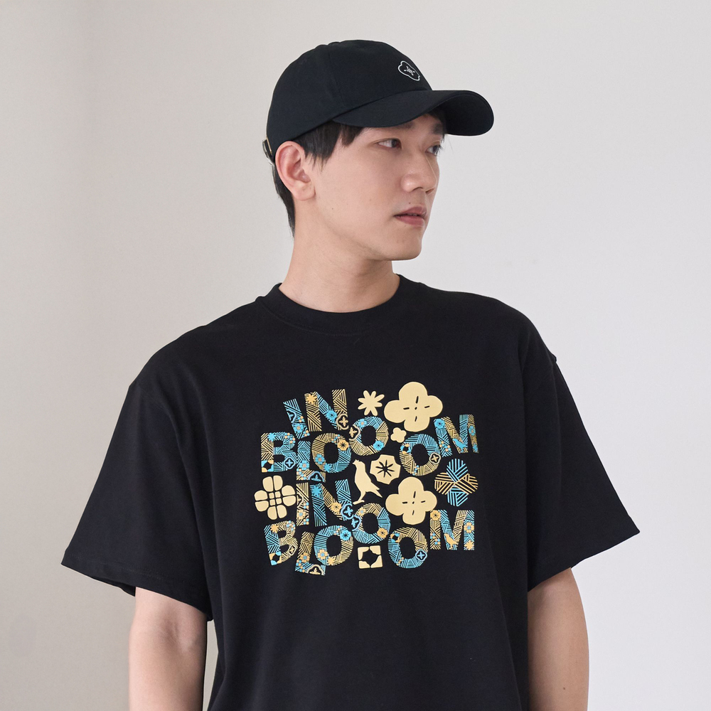 Oversized T-Shirt/inBlooominBlooom/Summer Yellow & Blue/Vintage Black