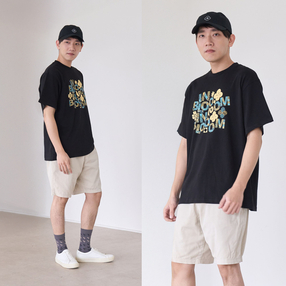 印花樂寬版落肩T恤