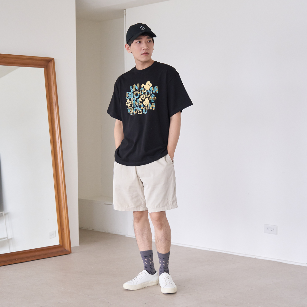 印花樂寬版落肩T恤