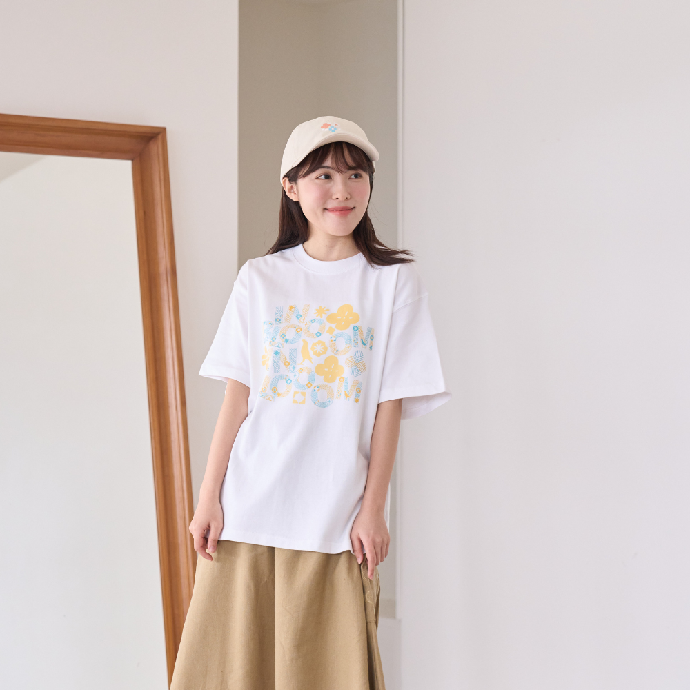 印花樂寬版落肩T恤