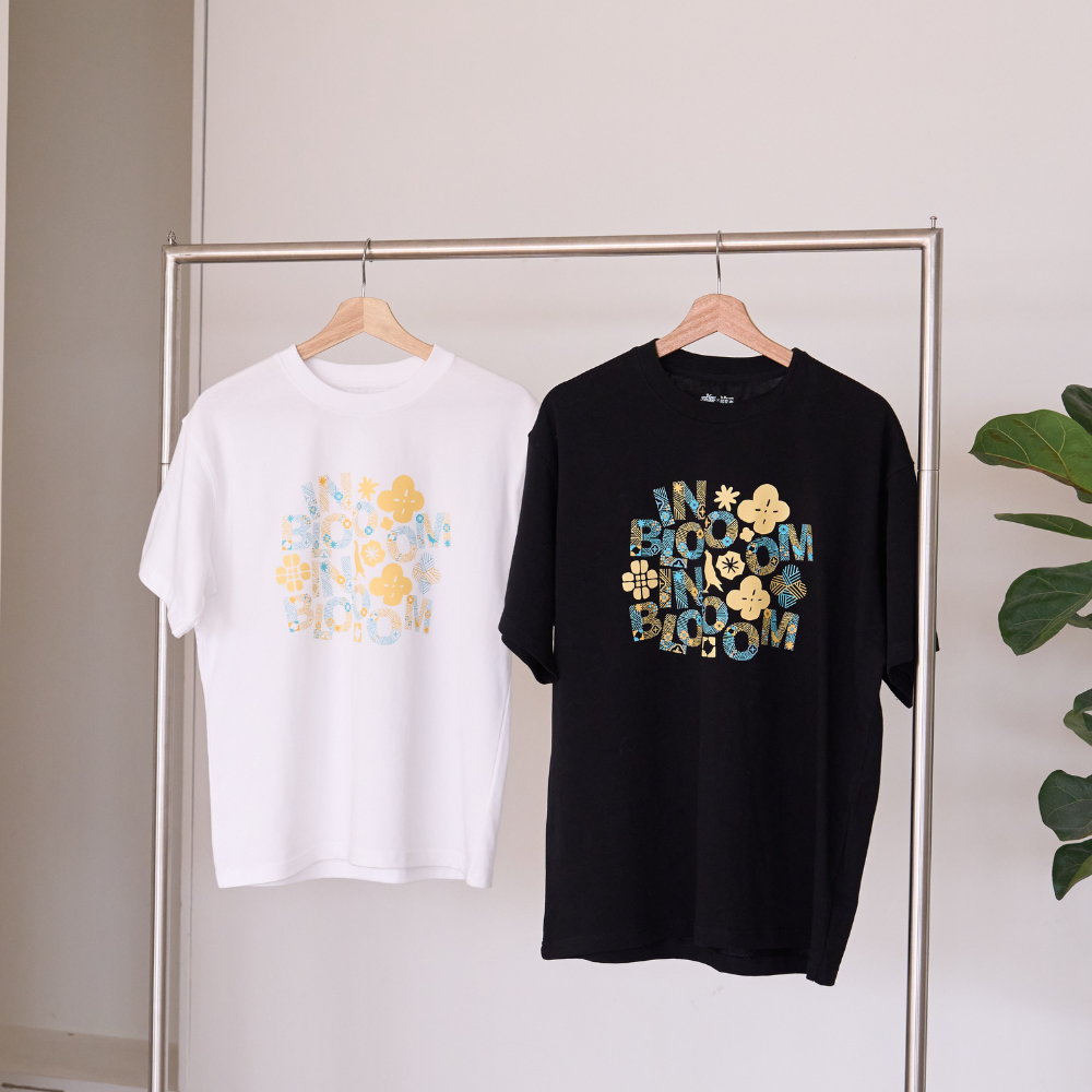 印花樂寬版落肩T恤