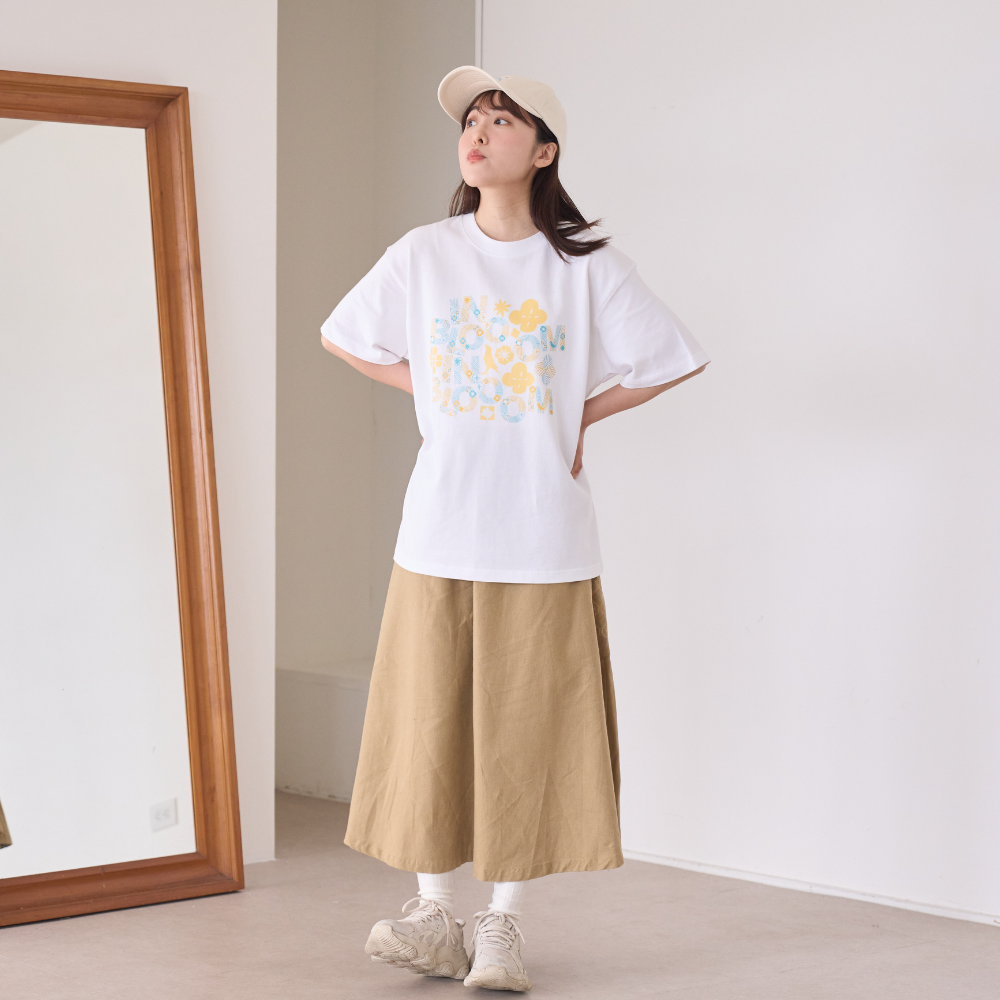 印花樂寬版落肩T恤