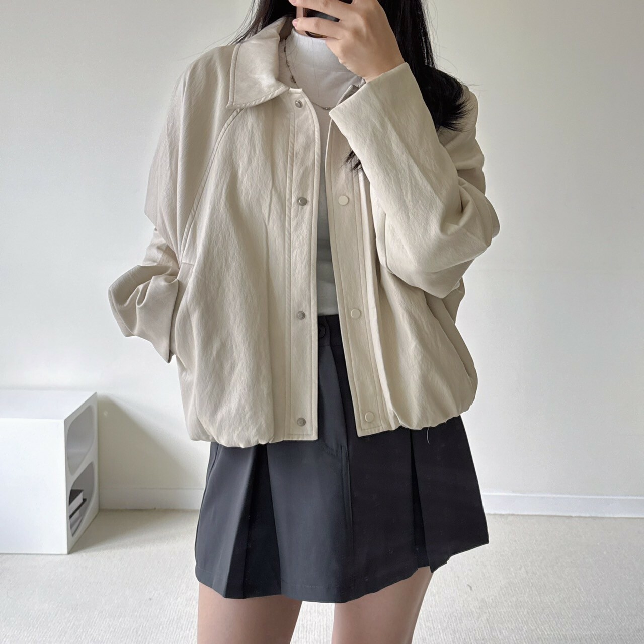 質感輕量軟皮翻領外套（現貨）