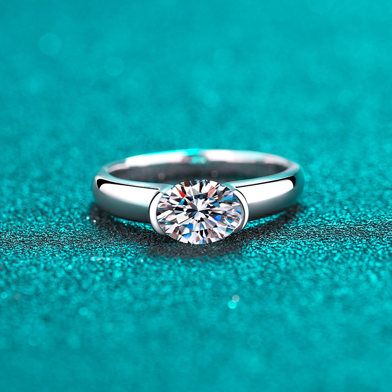 莫桑鑽鴿蛋形戒指      R1.5C060