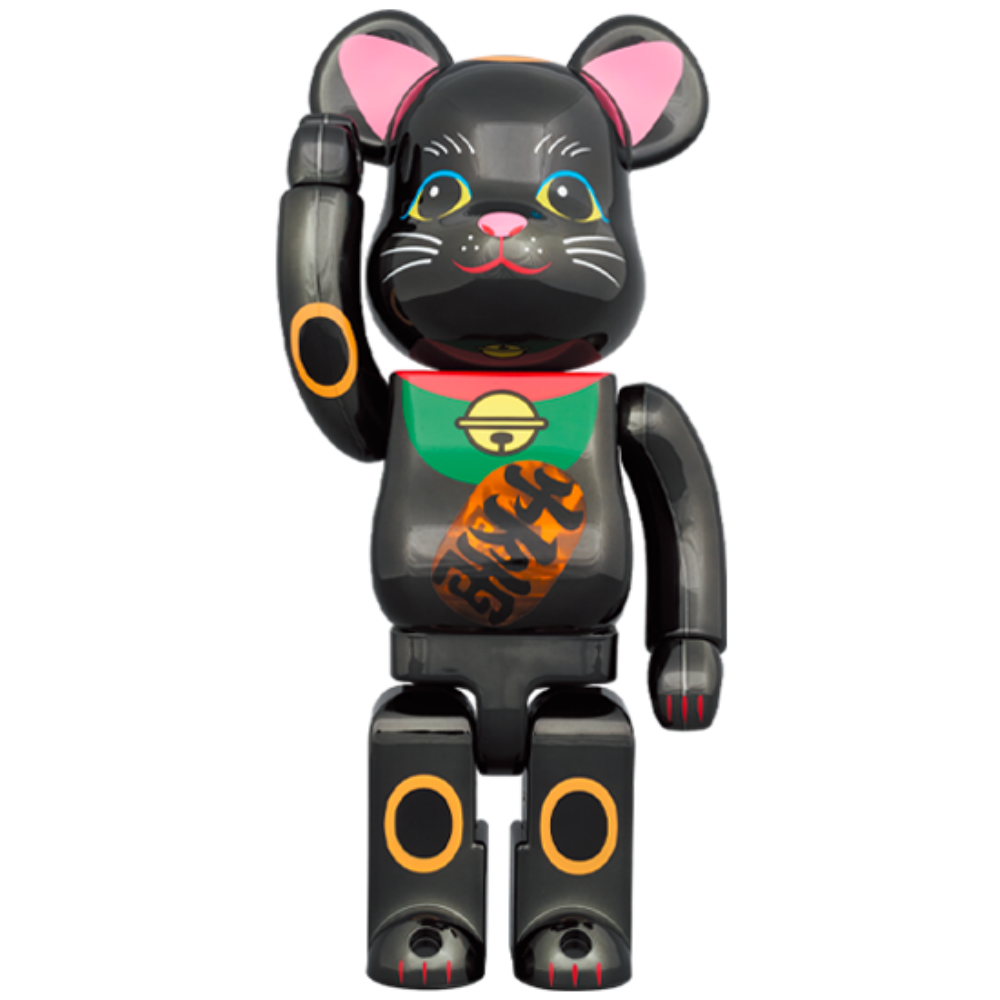 招き猫 招財貓 黒メッキ 発光 400％ BE@RBRICK