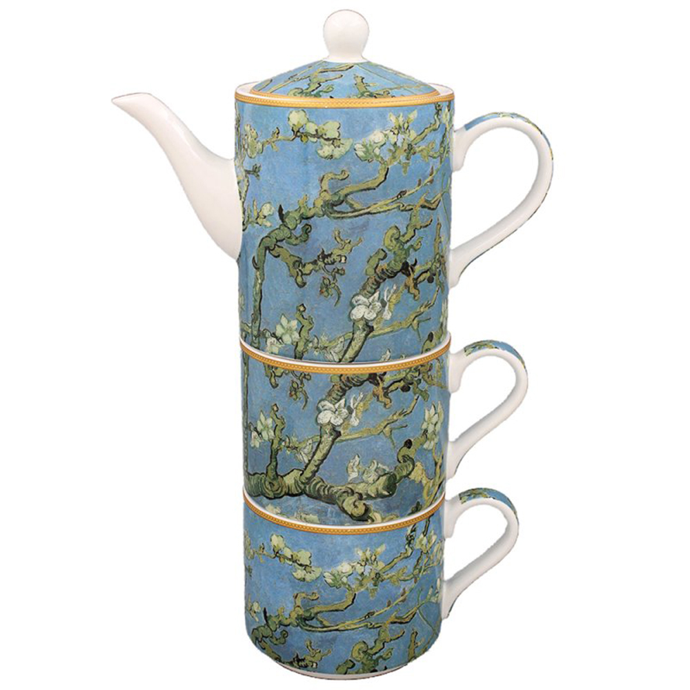 lesserpavey,almondblossom,vangogh,梵谷,盛開的杏花,茶壺,杯壺組,杯壺,茶壺,午茶組,雙人杯壺組,雙人午茶組,子母壺,一壺二杯,內湖,換個角度有限公司