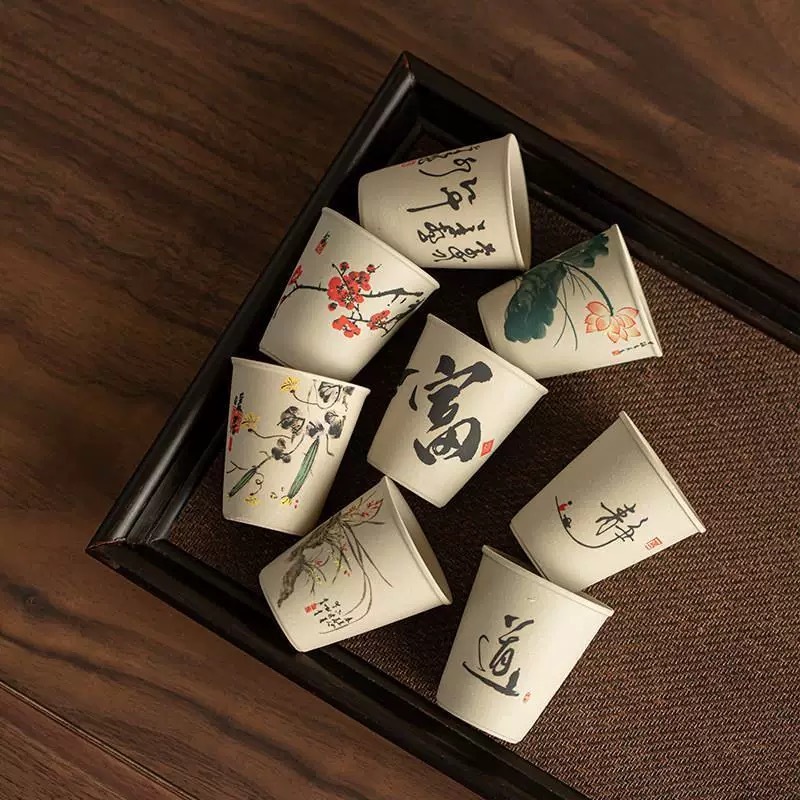 粗陶品茗杯禮盒組（附禮盒）