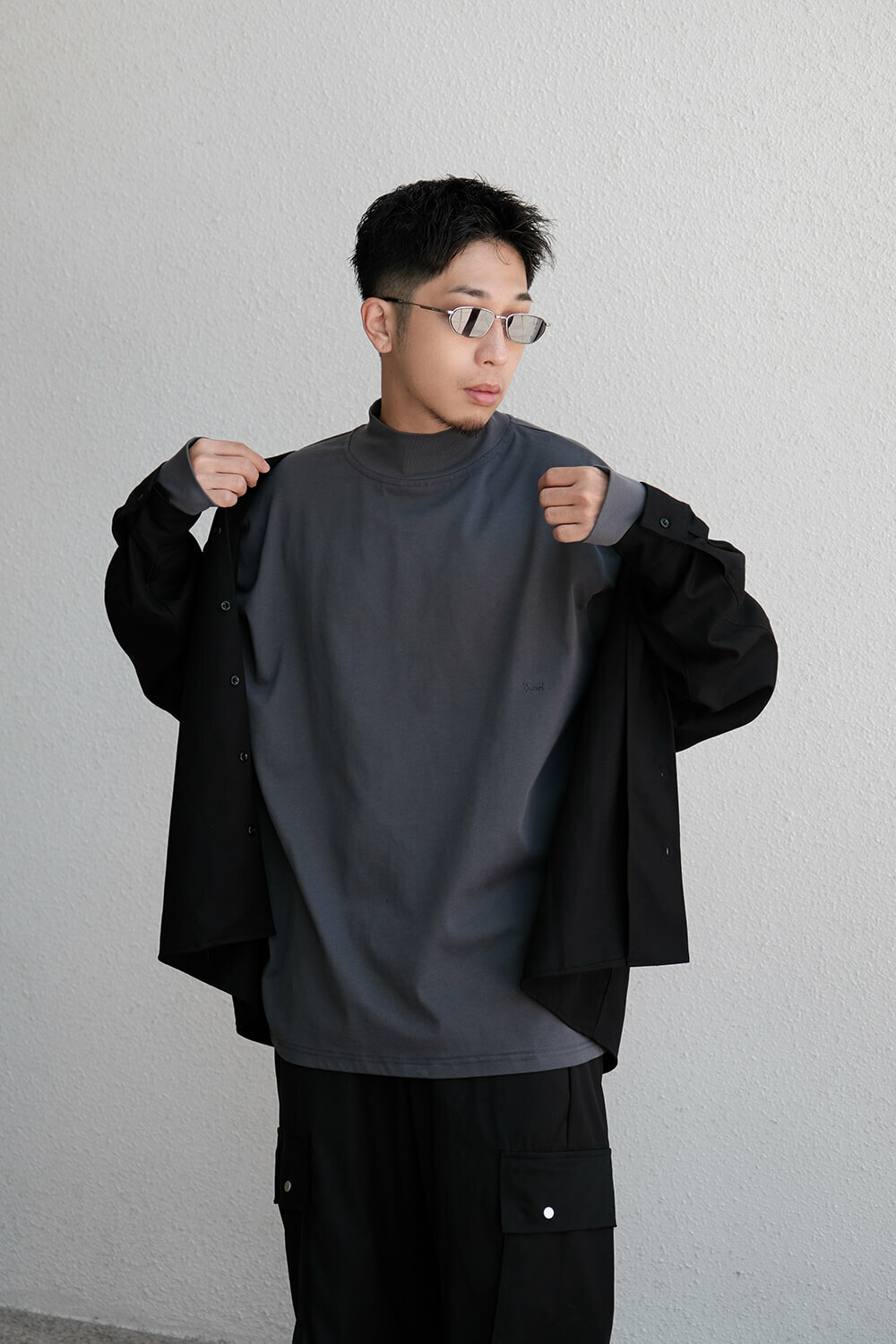 NURARI 歌德電繡薄長T恤 指套 黑/白/灰/深灰 24 A/W Civ. Teitetsu katto long sleeves