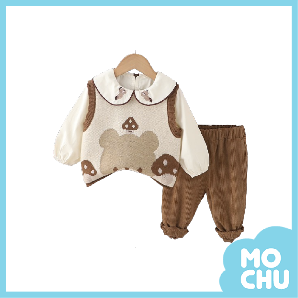 蘑菇小熊三件組套裝(二色)