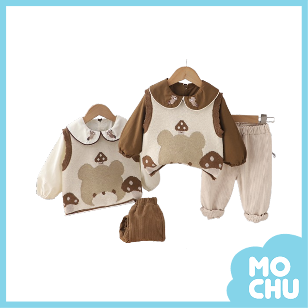 蘑菇小熊三件組套裝(二色)
