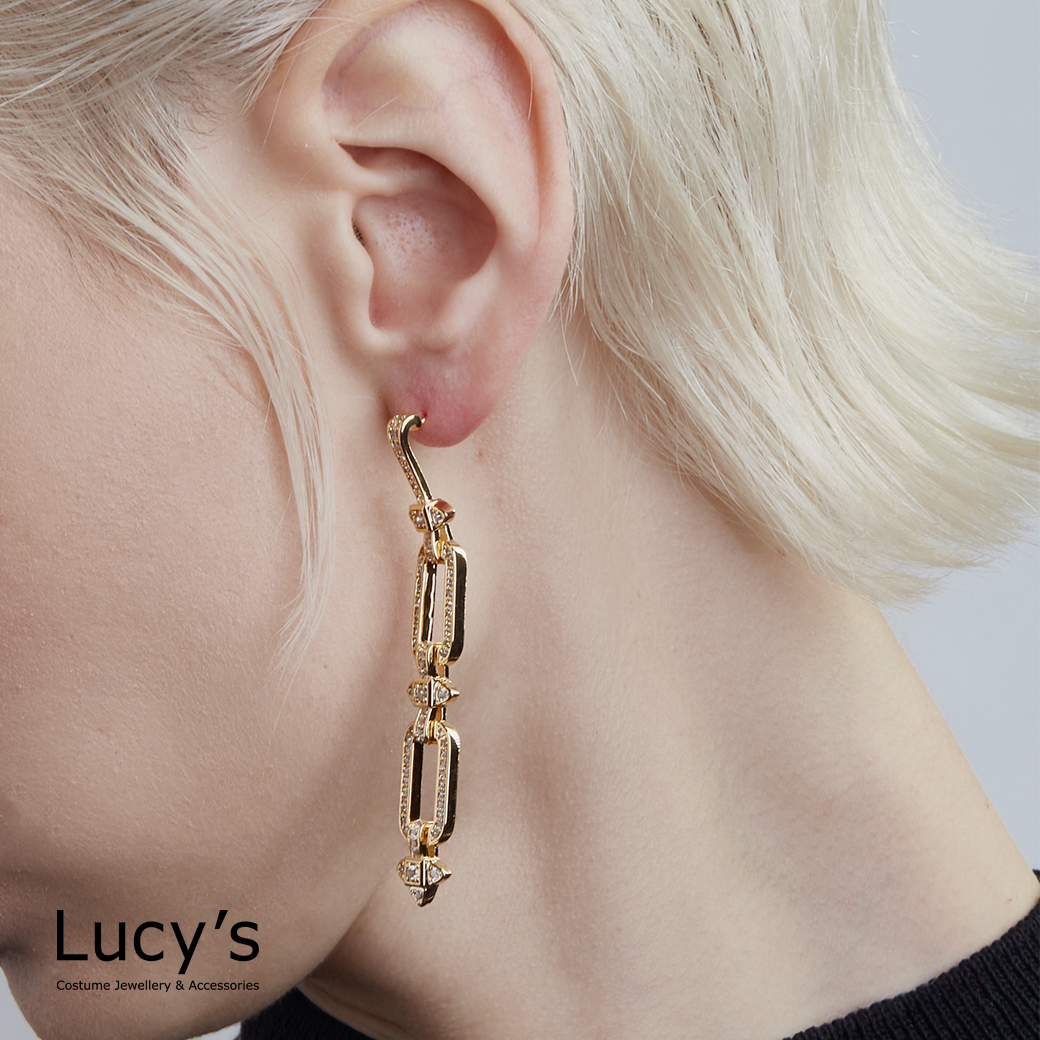 鑲鑽鍊 耳環 (二色) (120789/120790)