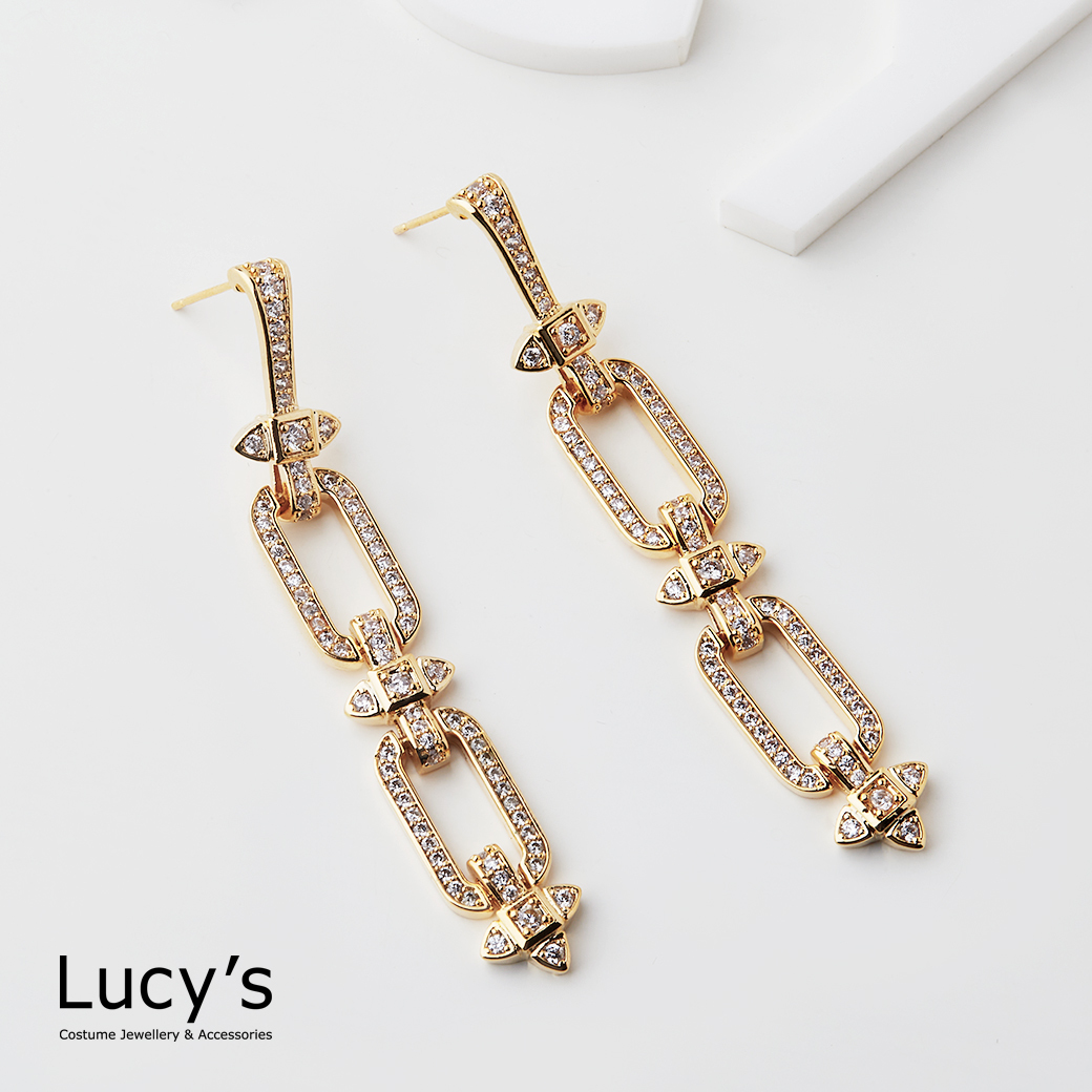 鑲鑽鍊 耳環 (二色) (120789/120790)