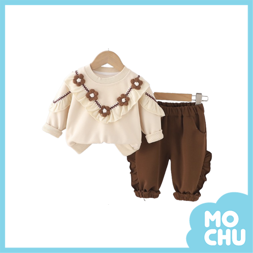 五朵花波浪滾邊套裝(二色)