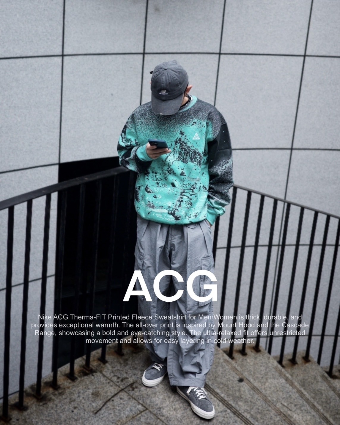 #出清 NIKE ACG Therma-FIT 山脈印花 內刷毛刺繡  重磅大學T DQ5792-369
