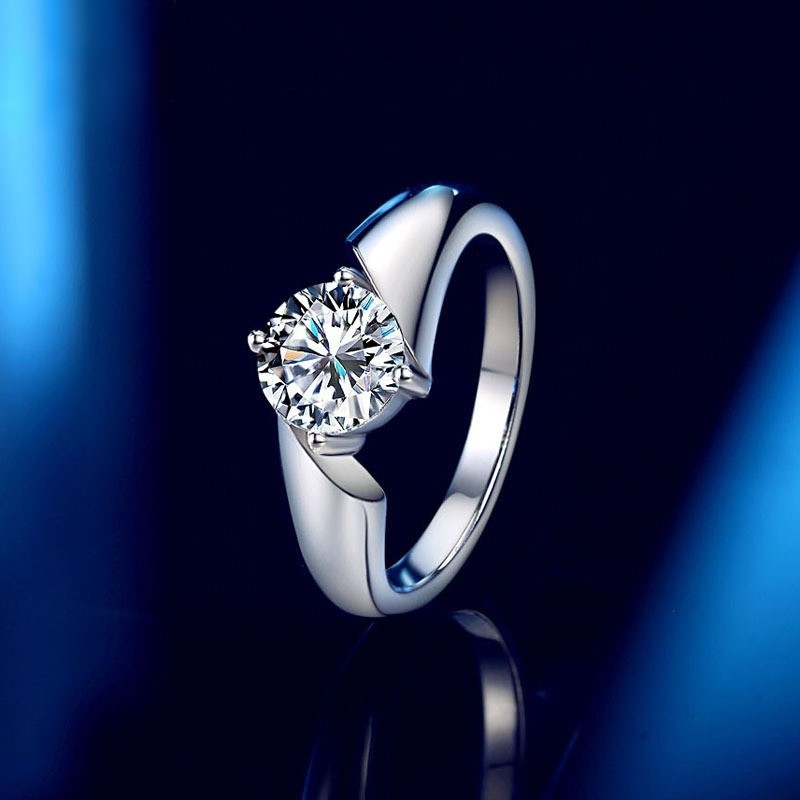 莫桑鑽簡約女戒      R1C019