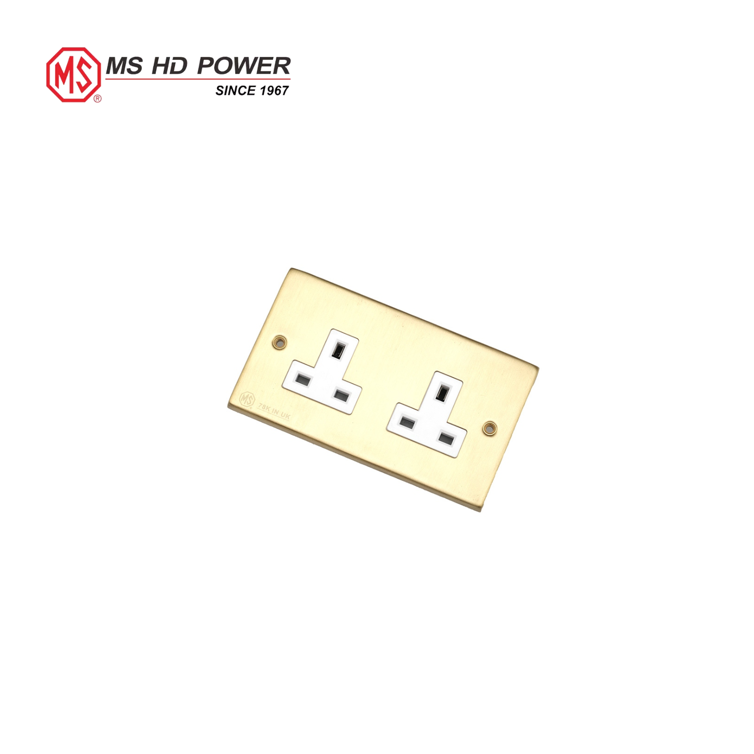 MS HD Power MS-9296RHK V2 78K Rhodium UK Wall Socket - 2 Gang