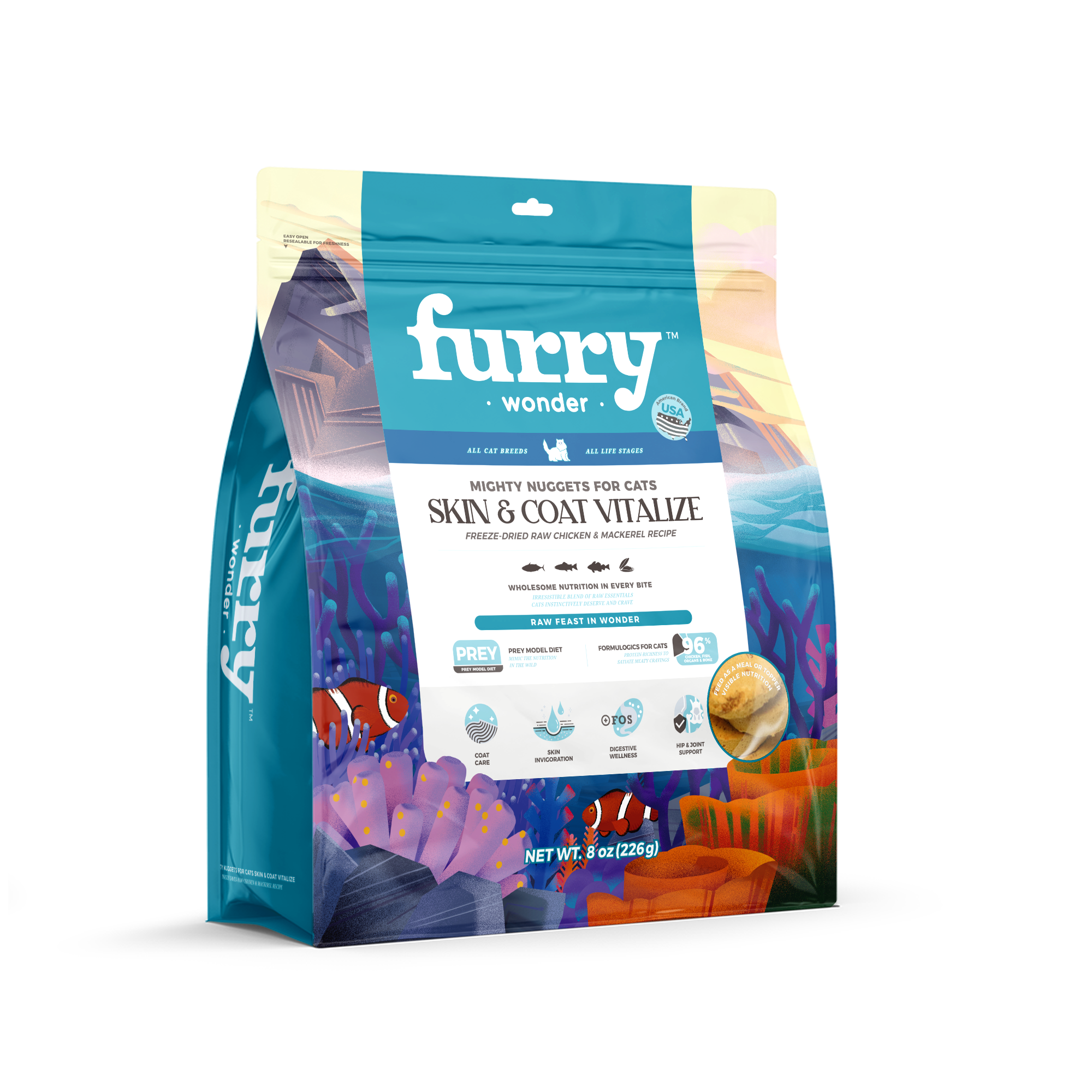 Furry Wonder 全貓 美毛護膚 主食凍亁 雞肉+鯖魚味 8oz