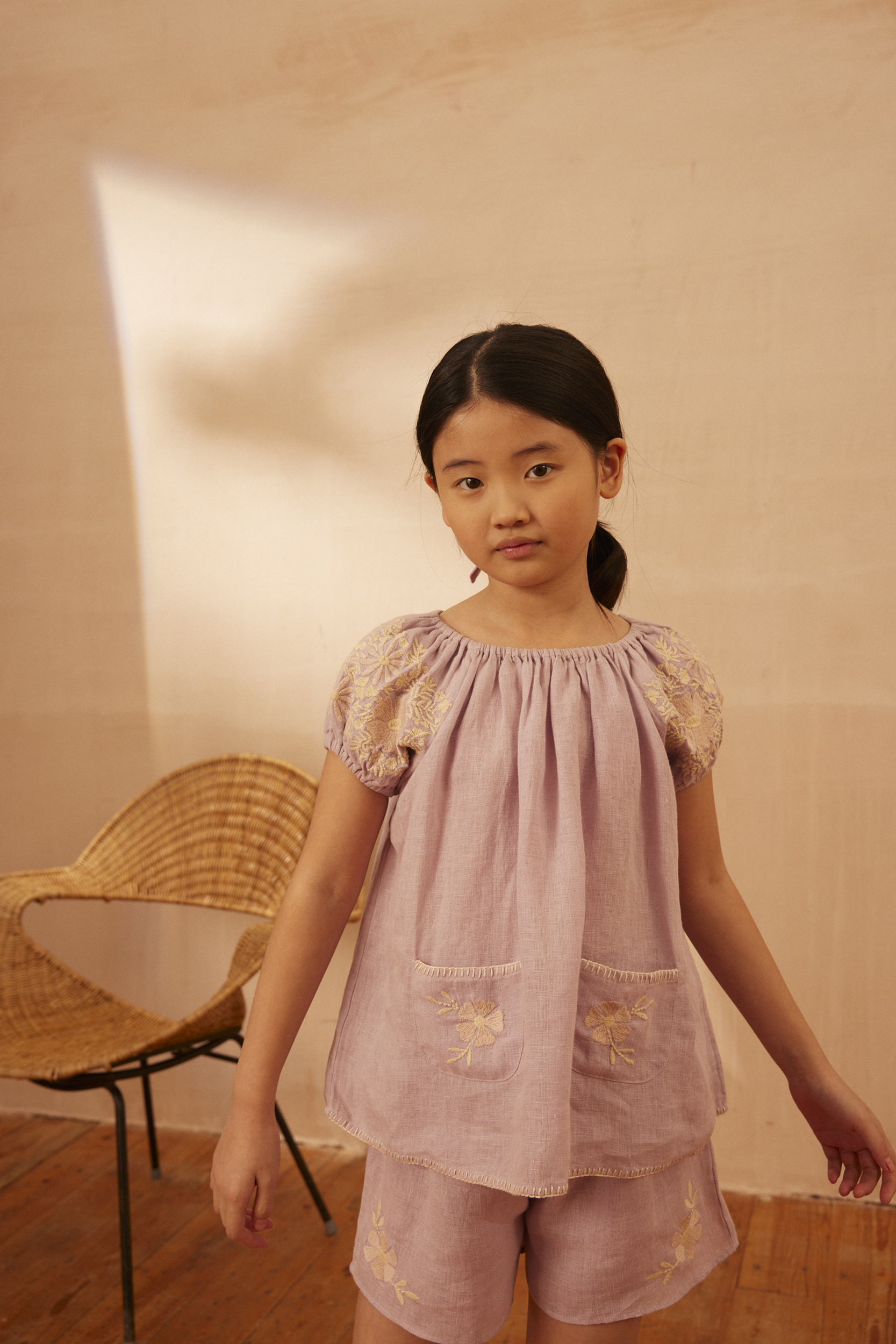 Cotton woven embroidered set vintage inspired child. – Apolina