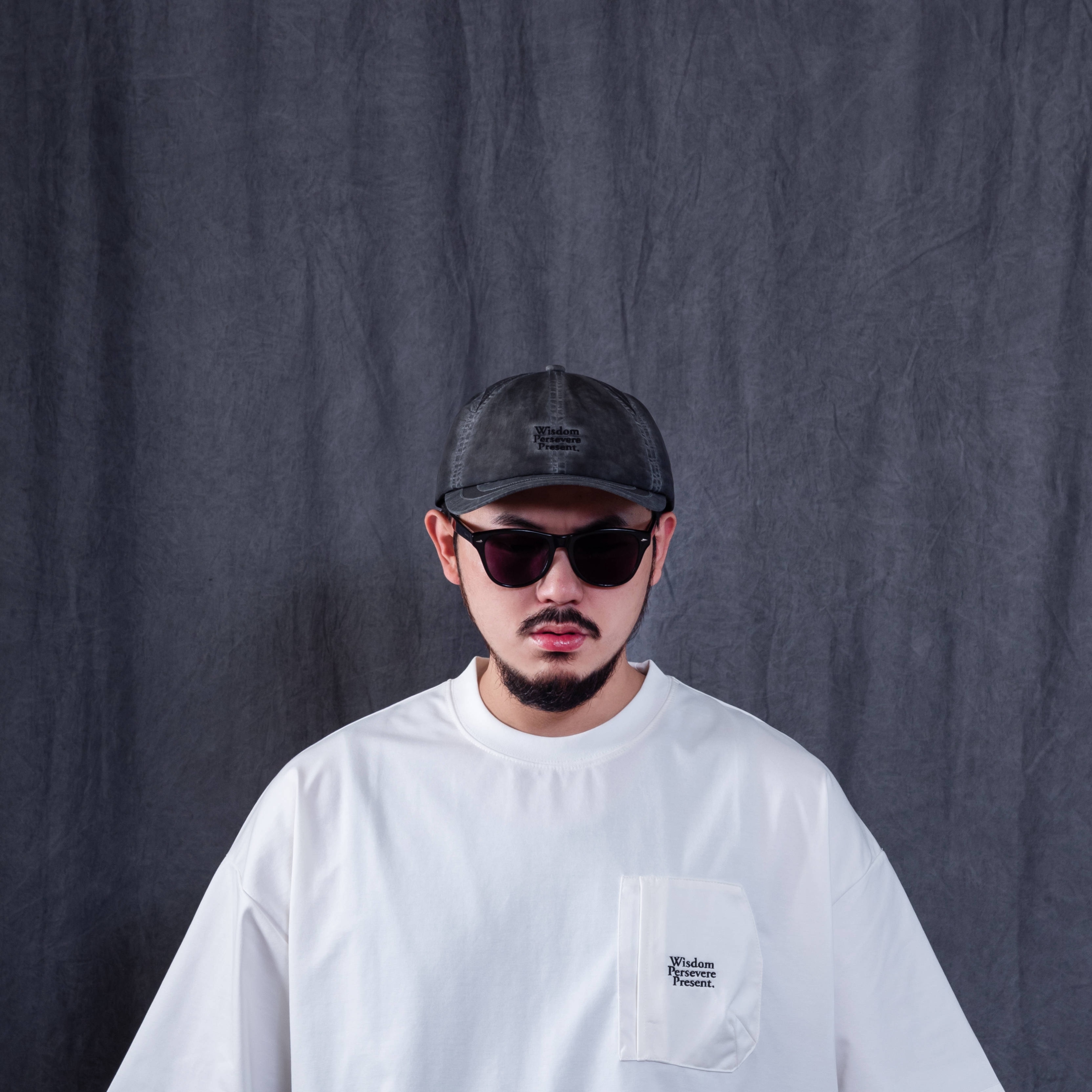 PERSEVERE X WISDOM® 聯名款拼接棒球帽 黑/水洗灰 24 A/W Loomed Echoes Washed Blocking Cap