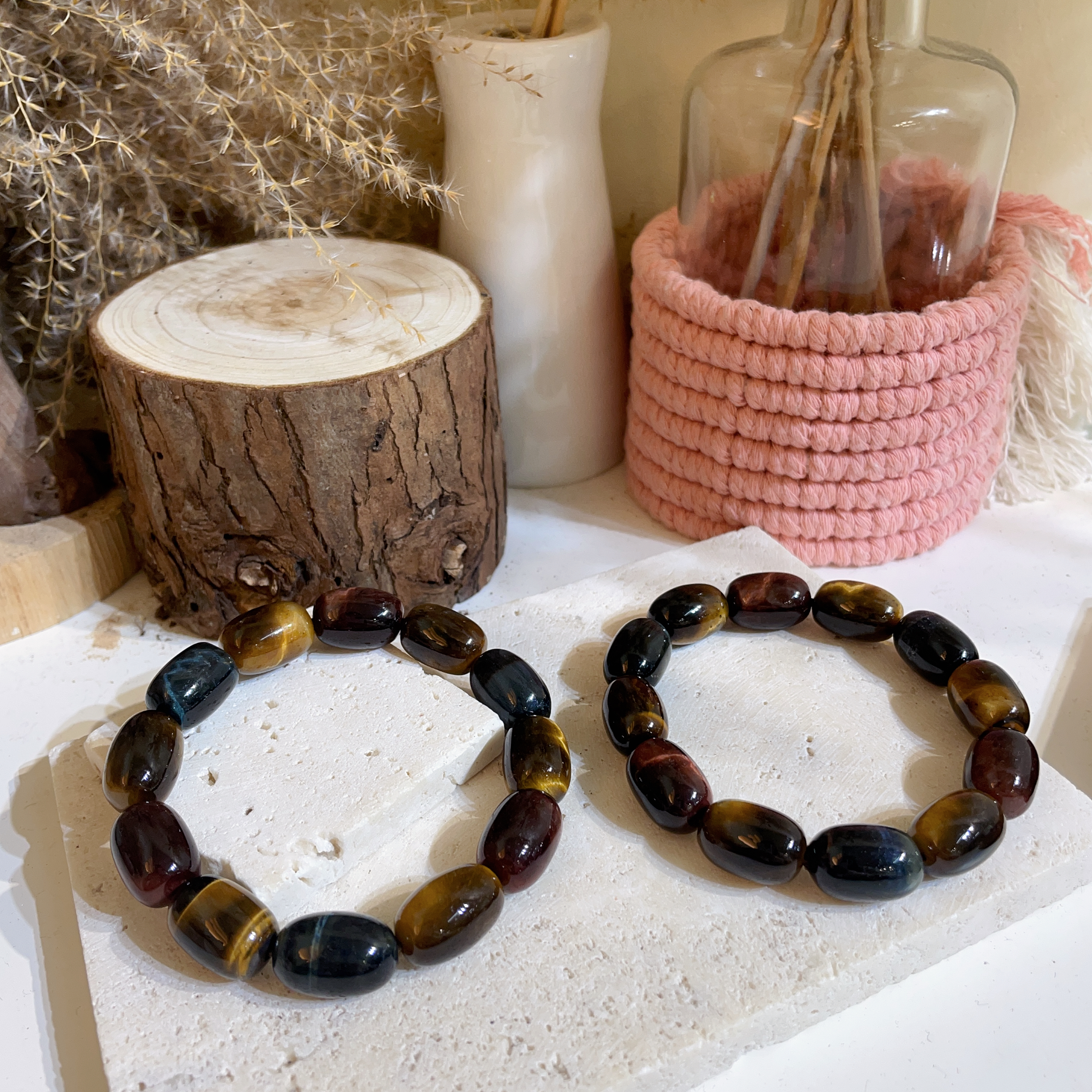 彩虎眼石圓桶珠手串 11mm