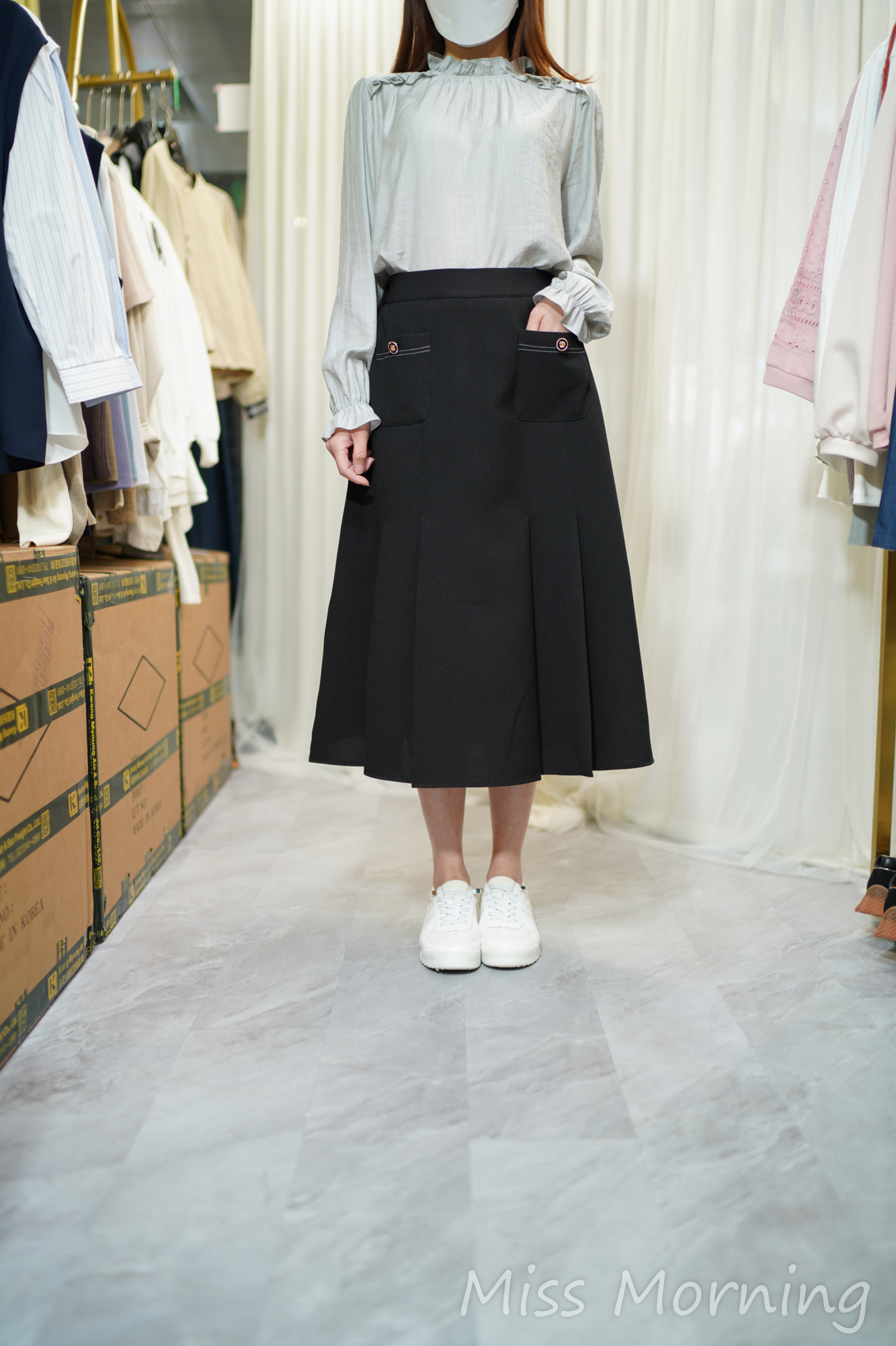 小荷邊點綴上衣(14434)&免燙百摺腳裙(33889)