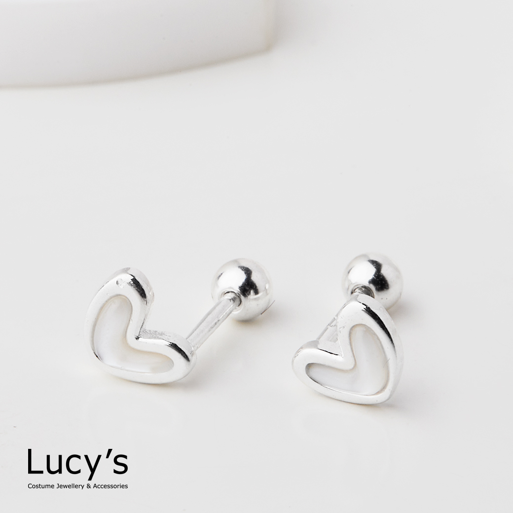 925純銀 迷你珍心 轉珠耳環 (120987)