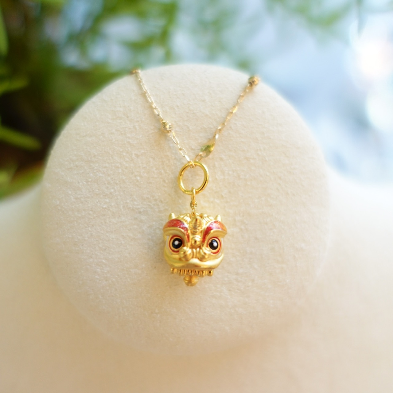 999足金手繪琺瑯系列 - 舞動醒獅頭吊墜/掛件