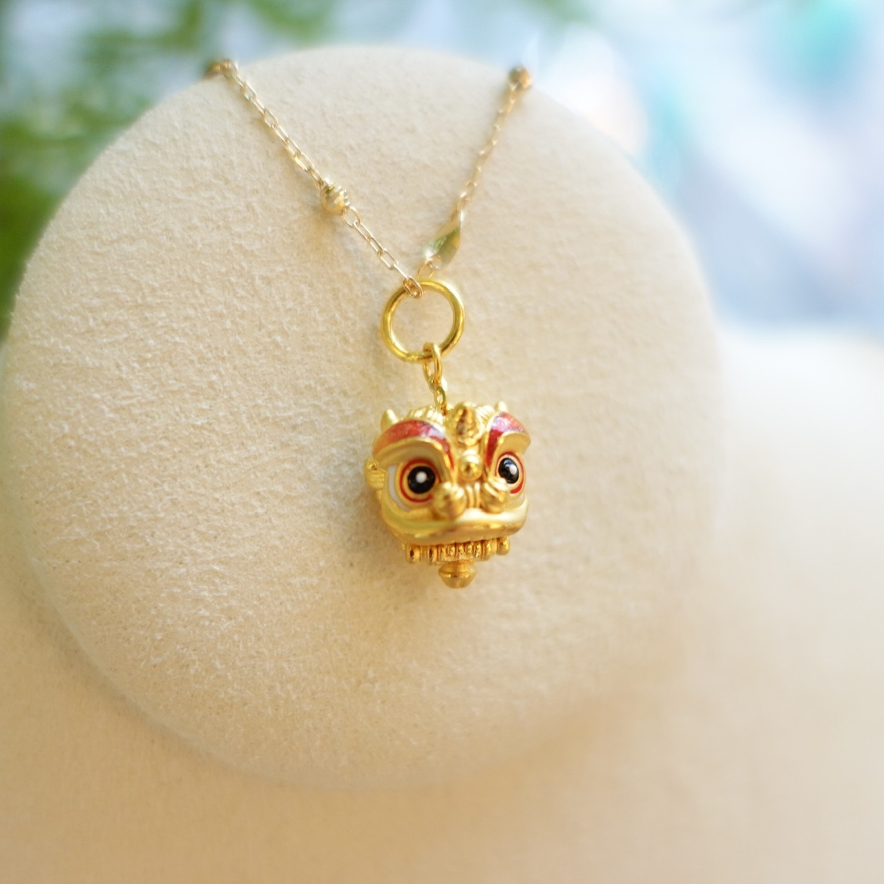 999足金手繪琺瑯系列 - 舞動醒獅頭吊墜/掛件