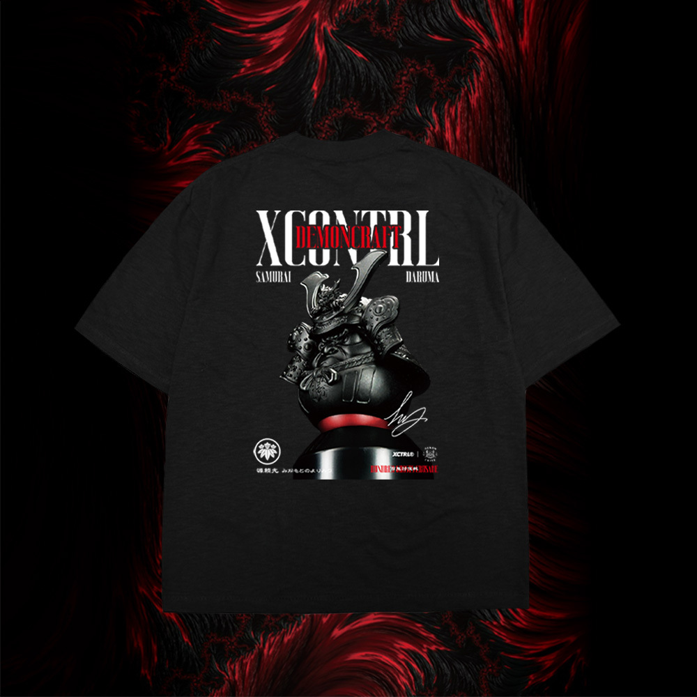 XCTRL® x DEMONCRAFT 源賴光武士達摩短T-黑