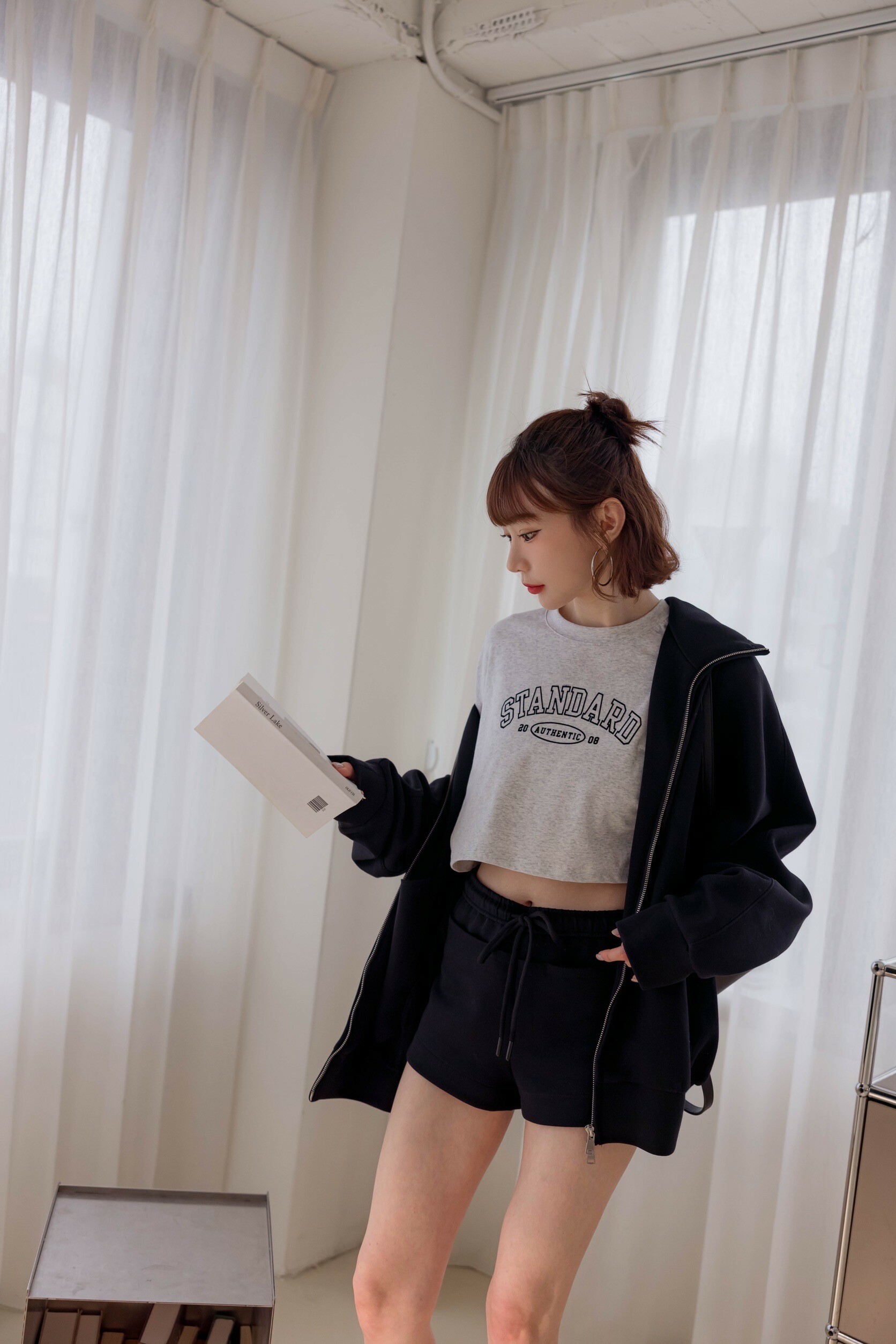 （現貨）#N86 時髦運動棉質短褲(粉/白/黑/花灰)