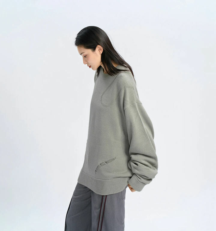 MELSIGN 俐落寬鬆針織長袖 淺灰/深灰/黑 24 A/W Paperclip Knit Sweater