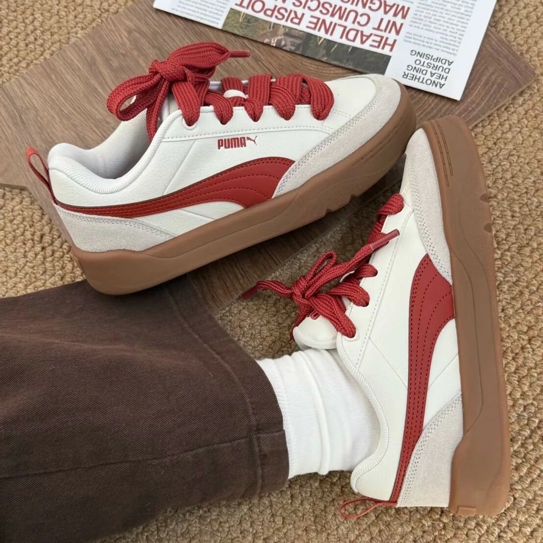 Puma Park Lifestyle 櫻桃麵包 麵包鞋 奶油 酒紅 米色 焦糖底 德訓鞋 397262-05 預購