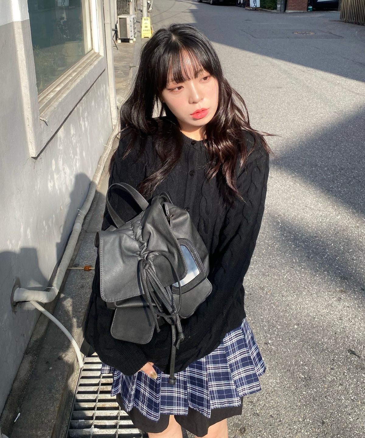 バックパック・リュック [Zeroplanet] Nylon Shirring Ribbon Backpack ZEROPLANET) VEGAN LEATHER SHIRRING RIBBON BACKPACK - B