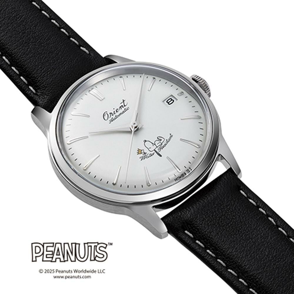 萬年鐘錶 - 東方錶  ORIENT  Peanuts™ 週年紀念 SNOOPY  白色面盤機械男錶 RA-AC0M16S 錶徑38.4mm