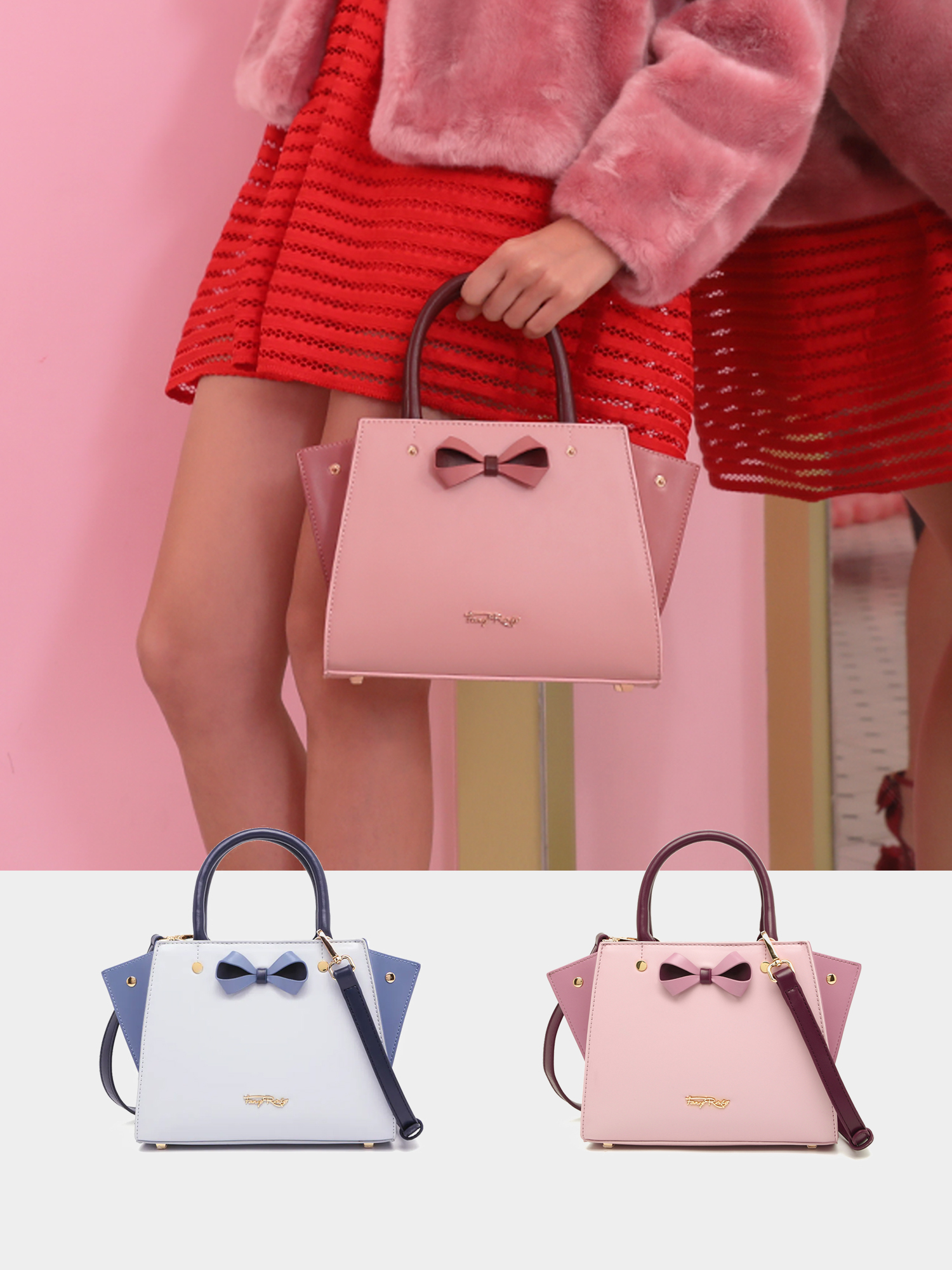 Fancy Bow Bow Top Handle Shoulder Bag