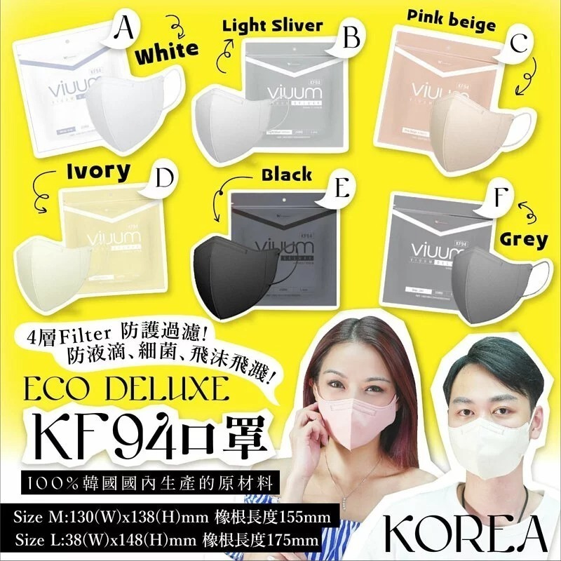 韓國 VIUUM 夏天DELUXE版  ECO DELUXE版 口罩（一套四包）