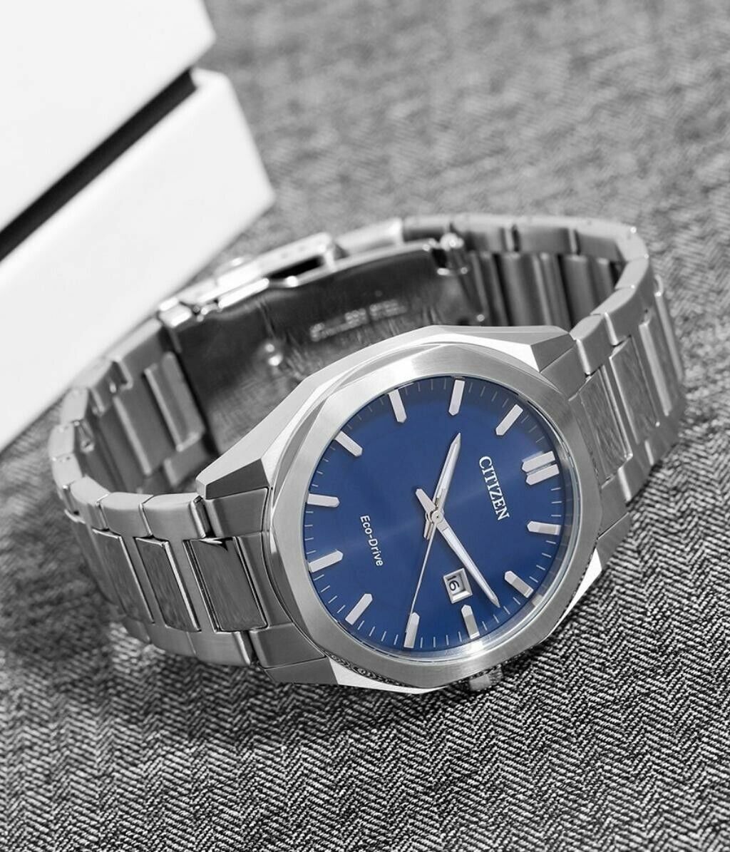 萬年鐘錶 - Citizen 星辰錶  光動能系列  八角錶殼經典藍面不鏽鋼男錶 BM7600-81L   錶徑41MM
