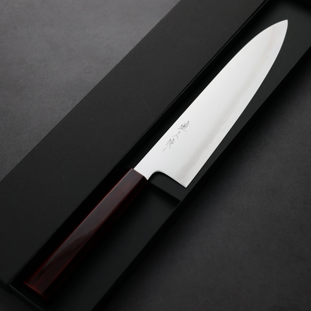 明神直人 牛刀 240mm SG2粉末HSS鋼 浮雲/漆紅柄